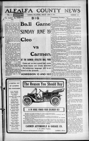 Alfalfa County News (Carmen, Okla.), Vol. 12, No. 25, Ed. 1 Friday, June 17, 1910
