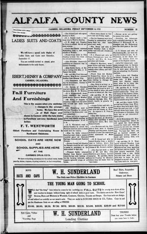 Alfalfa County News (Carmen, Okla.), Vol. 12, No. 38, Ed. 1 Friday, September 16, 1910