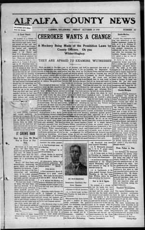 Alfalfa County News (Carmen, Okla.), Vol. 12, No. 43, Ed. 1 Friday, October 21, 1910
