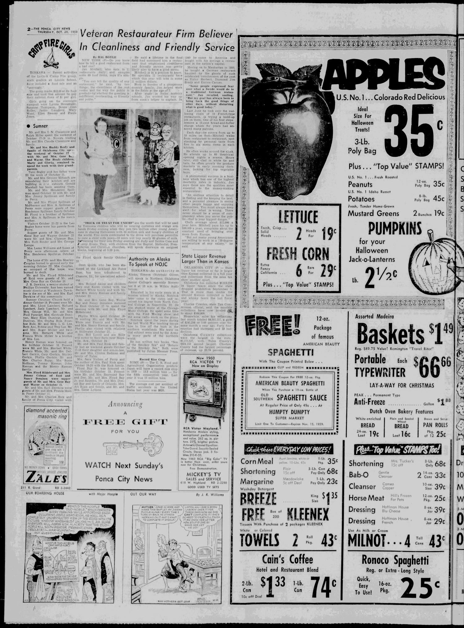 The Ponca City News (Ponca, Okla.), Vol. 67, No. 25, Ed. 1 Thursday, October 29, 1959
                                                
                                                    [Sequence #]: 2 of 24
                                                