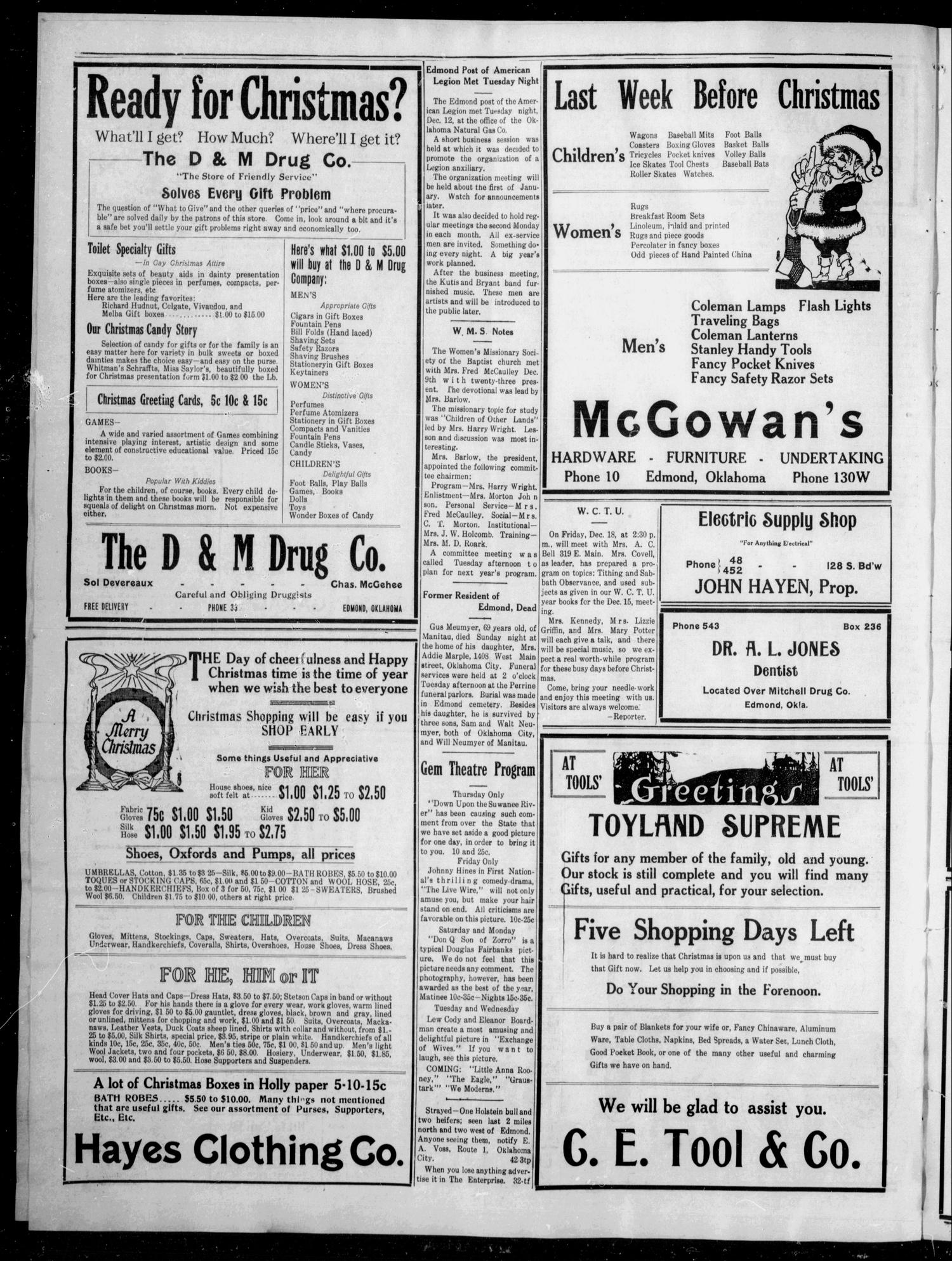 The Edmond Enterprise (Edmond, Okla.), Vol. 25, No. 46, Ed. 1 Thursday, December 17, 1925
                                                
                                                    [Sequence #]: 4 of 4
                                                