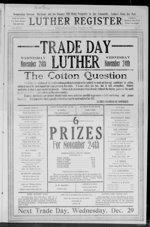 Primary view of object titled 'Luther Register. (Luther, Okla.), Vol. 27, No. 17, Ed. 1 Friday, November 19, 1926'.