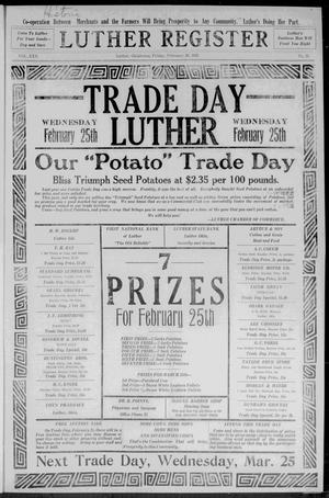 Luther Register. (Luther, Okla.), Vol. 25, No. 29, Ed. 1 Friday, February 20, 1925