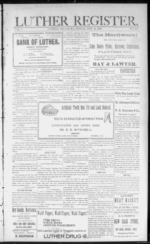 Luther Register. (Luther, Okla. Terr.), Vol. 7, No. 29, Ed. 1 Friday, February 16, 1906