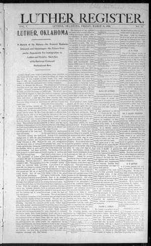 Luther Register. (Luther, Okla. Terr.), Vol. 7, No. 33, Ed. 1 Friday, March 16, 1906