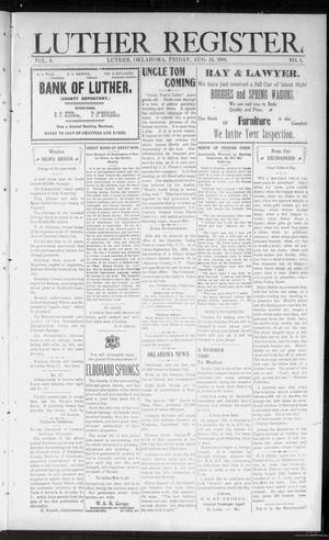 Luther Register. (Luther, Okla. Terr.), Vol. 8, No. 4, Ed. 1 Friday, August 24, 1906