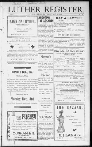 Luther Register. (Luther, Okla. Terr.), Vol. 8, No. 18, Ed. 1 Friday, November 30, 1906