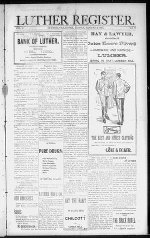 Luther Register. (Luther, Okla. Terr.), Vol. 6, No. 2, Ed. 1 Friday, August 5, 1904