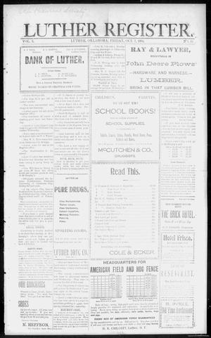 Luther Register. (Luther, Okla. Terr.), Vol. 6, No. 11, Ed. 1 Friday, October 7, 1904
