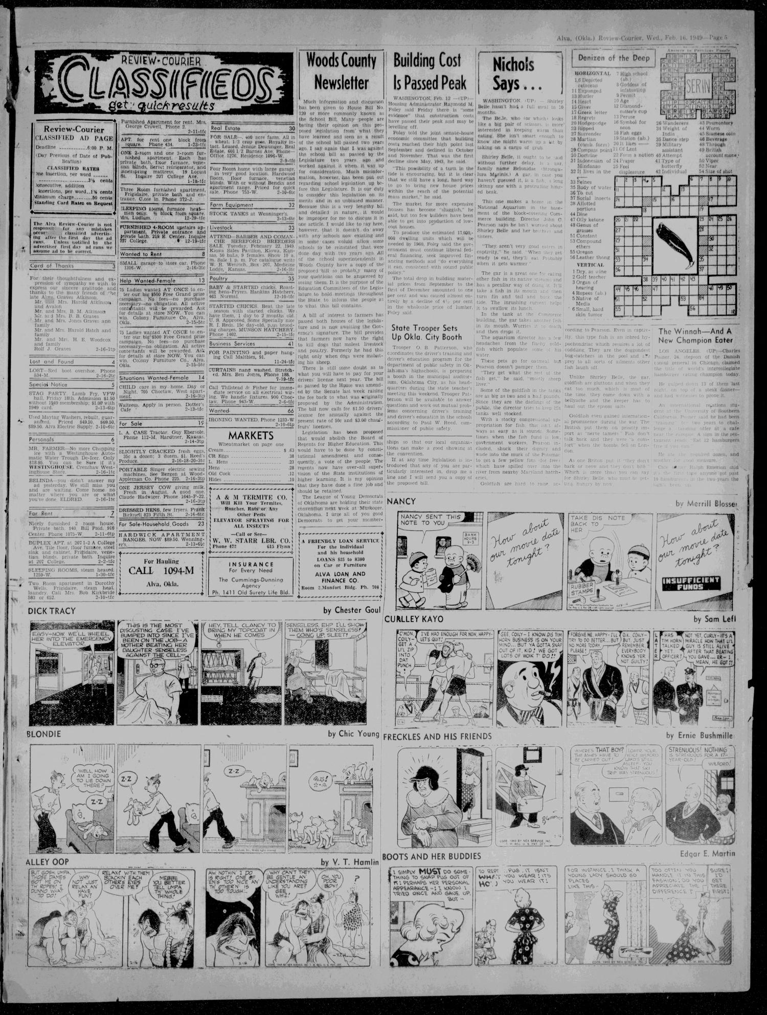 The Alva Review-Courier (Alva, Okla.), Vol. 55, No. 128, Ed. 1 Wednesday, February 16, 1949
                                                
                                                    [Sequence #]: 5 of 6
                                                