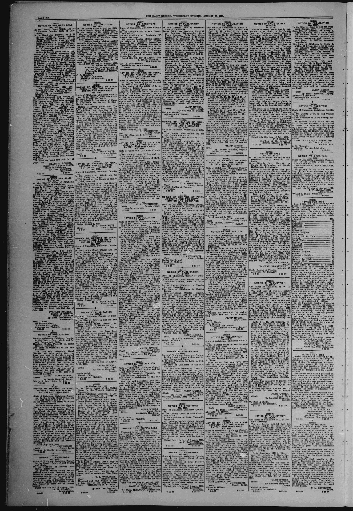 The Daily Record (Oklahoma City, Okla.), Vol. 27, No. 192, Ed. 1 Wednesday, August 20, 1930
                                                
                                                    [Sequence #]: 6 of 8
                                                