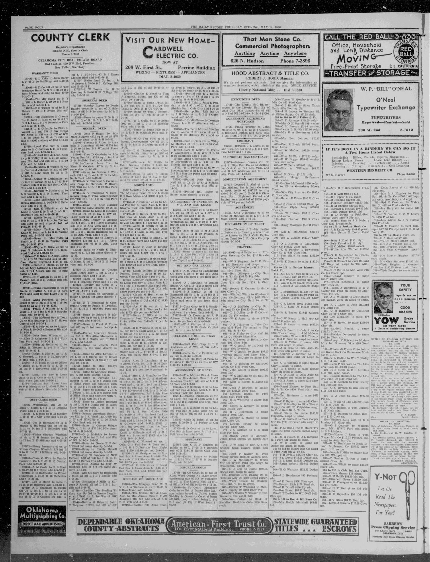 The Daily Record (Oklahoma City, Okla.), Vol. 33, No. 116, Ed. 1 Thursday, May 14, 1936
                                                
                                                    [Sequence #]: 4 of 8
                                                