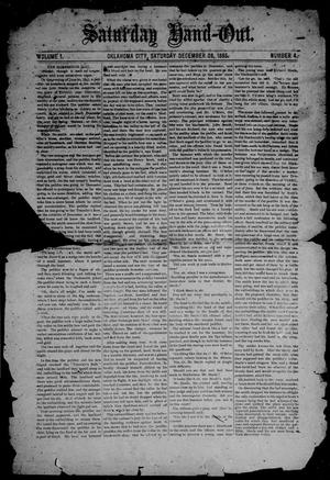 Primary view of object titled 'Saturday Hand=Out. (Oklahoma City, Okla. Terr.), Vol. 1, No. 4, Ed. 1 Saturday, December 28, 1895'.