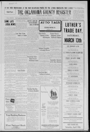 Primary view of object titled 'The Oklahoma County Register (Luther, Okla.), Vol. 37, No. 38, Ed. 1 Thursday, March 11, 1937'.