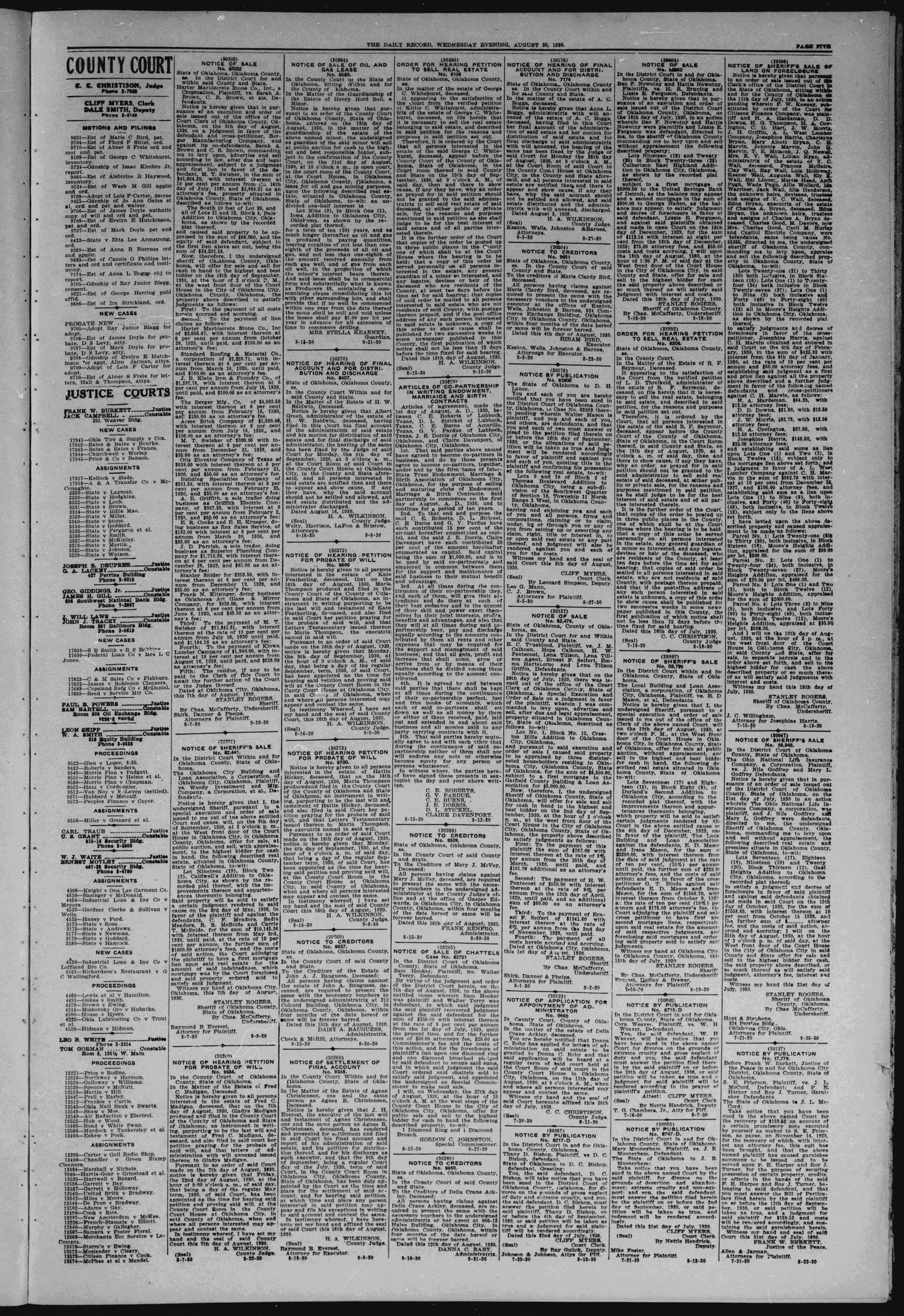 The Daily Record (Oklahoma City, Okla.), Vol. 27, No. 192, Ed. 1 Wednesday, August 20, 1930
                                                
                                                    [Sequence #]: 5 of 8
                                                