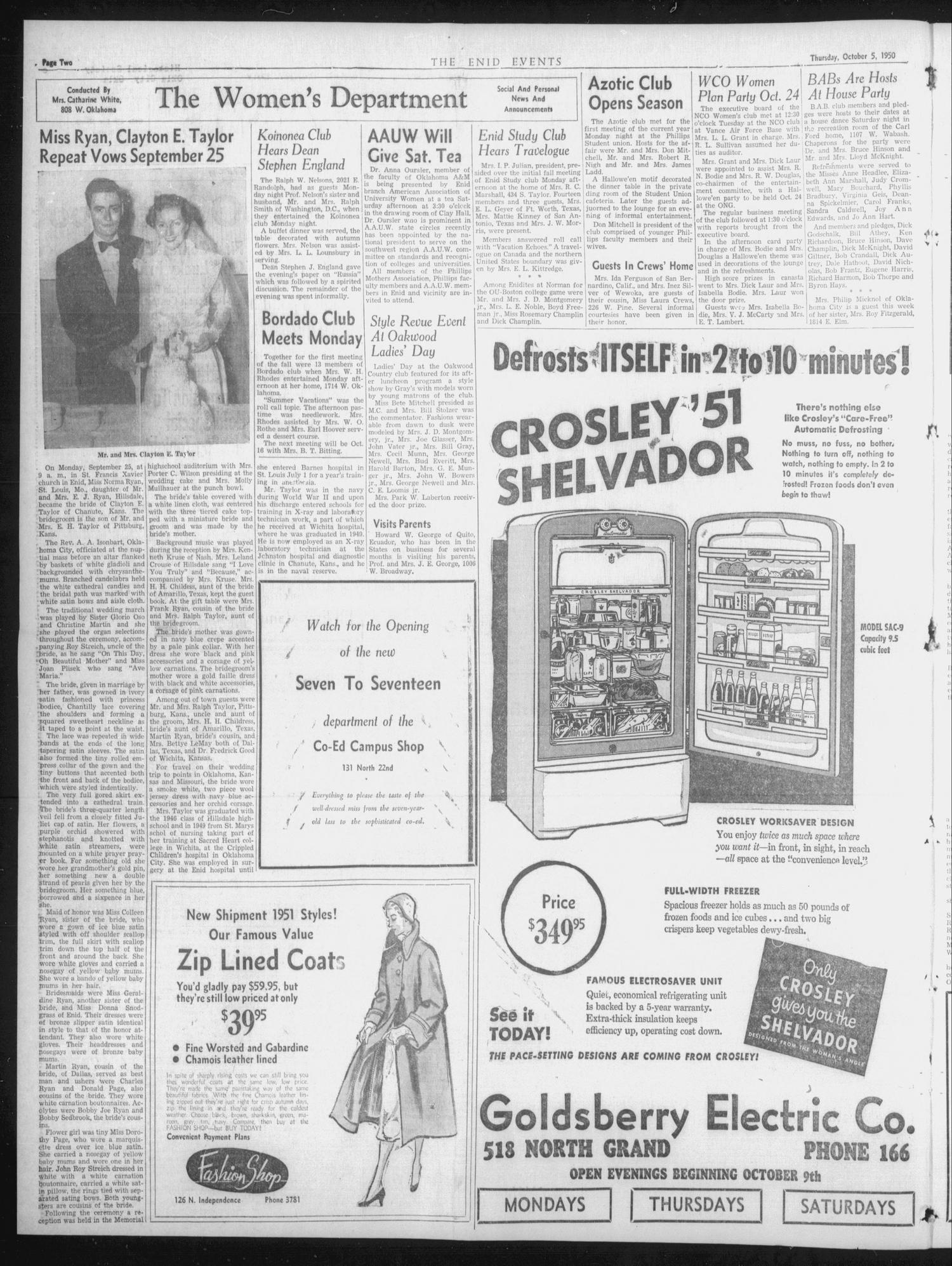The Enid Events (Enid, Okla.), Vol. 58, No. 4, Ed. 1 Thursday, October 5, 1950
                                                
                                                    [Sequence #]: 2 of 16
                                                