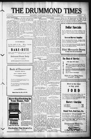 Primary view of object titled 'The Drummond Times (Drummond, Okla.), Vol. 2, No. 1, Ed. 1 Friday, June 5, 1925'.