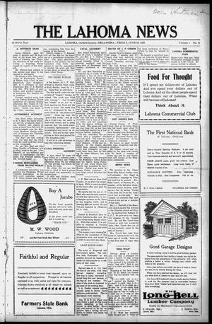 The Lahoma News (Lahoma, Okla.), Vol. 1, No. 11, Ed. 1 Friday, June 22, 1923