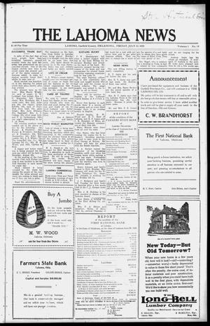 Primary view of object titled 'The Lahoma News (Lahoma, Okla.), Vol. 1, No. 14, Ed. 1 Friday, July 13, 1923'.