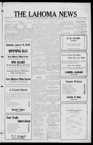 The Lahoma News (Lahoma, Okla.), Vol. 3, No. 40, Ed. 1 Friday, January 8, 1926