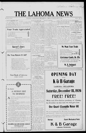 The Lahoma News (Lahoma, Okla.), Vol. 4, No. 37, Ed. 1 Friday, December 17, 1926