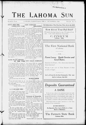 The Lahoma Sun (Lahoma, Okla.), Vol. 25, No. 42, Ed. 1 Friday, October 21, 1921