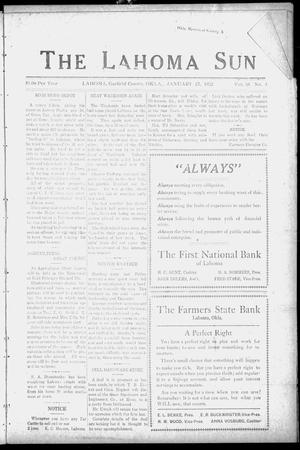 The Lahoma Sun (Lahoma, Okla.), Vol. 26, No. 4, Ed. 1 Friday, January 27, 1922