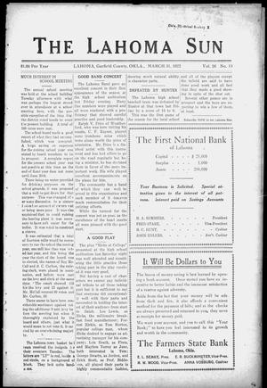The Lahoma Sun (Lahoma, Okla.), Vol. 26, No. 13, Ed. 1 Friday, March 31, 1922
