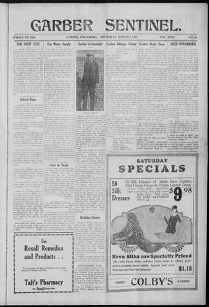 Garber Sentinel. (Garber, Okla.), Vol. 26, No. 24, Ed. 1 Thursday, March 5, 1925