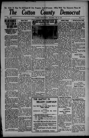 Primary view of object titled 'The Cotton County Democrat (Walters, Okla.), Vol. 13, No. 9, Ed. 1 Thursday, October 23, 1919'.