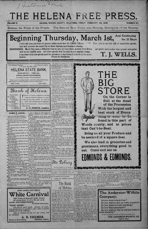 The Helena Free Press. (Helena, Okla. Terr.), Vol. 3, No. 27, Ed. 1 Friday, February 23, 1906