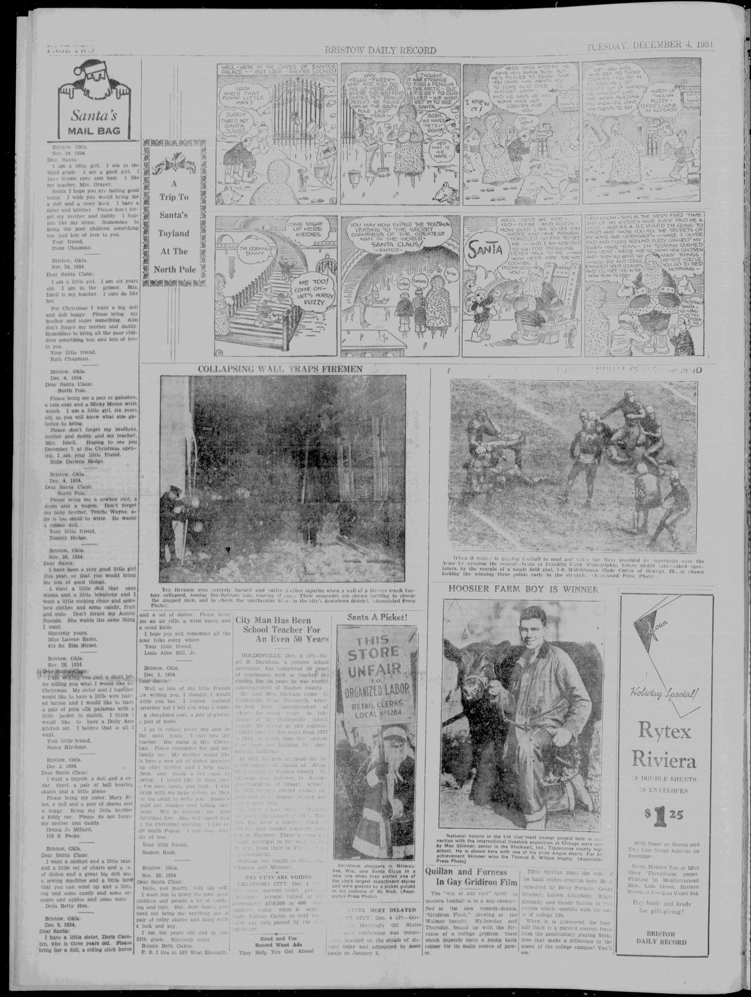 Bristow Daily Record (Bristow, Okla.), Vol. 13, No. 191, Ed. 1 Tuesday, December 4, 1934
                                                
                                                    [Sequence #]: 2 of 6
                                                