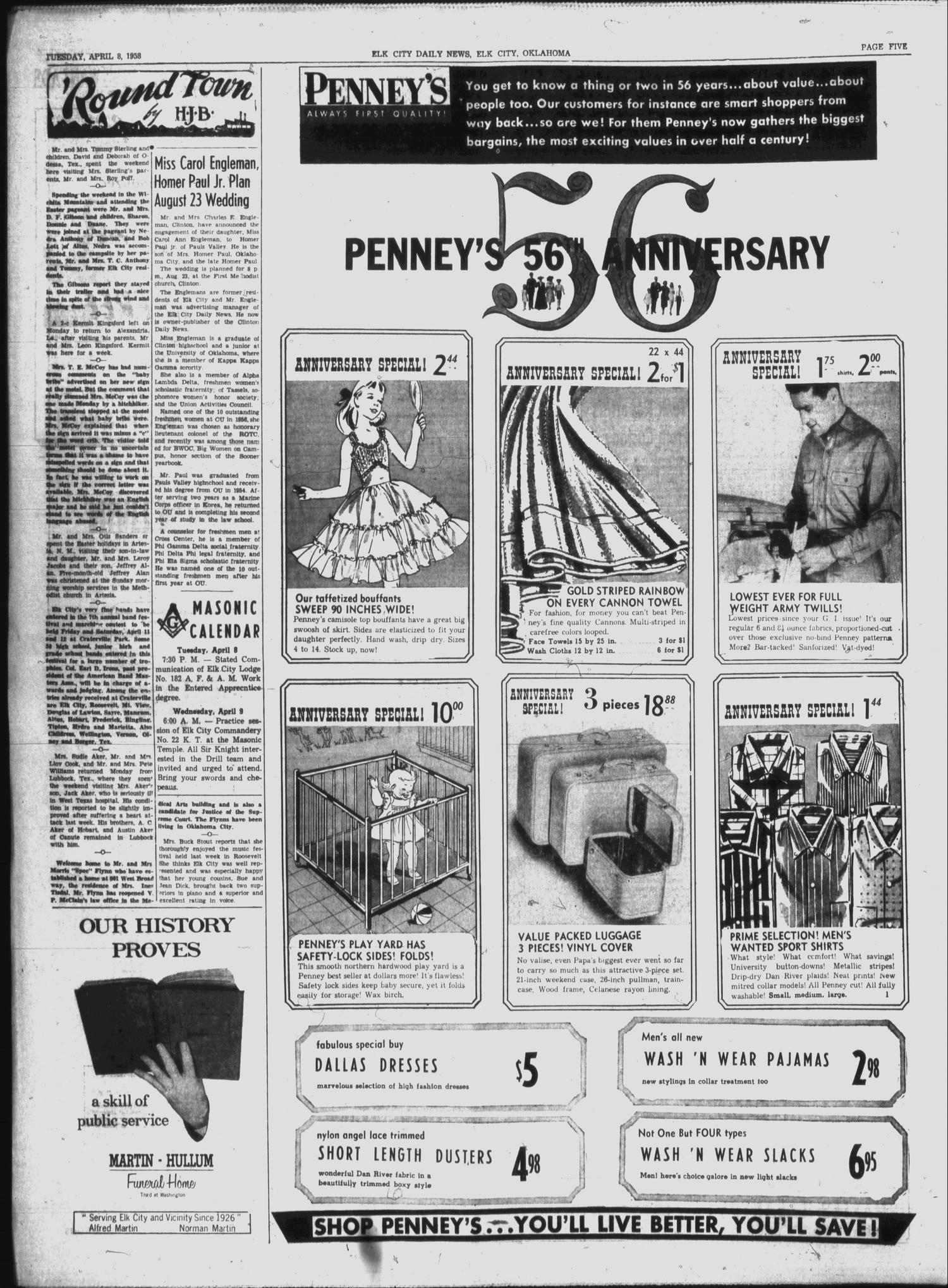 The Elk City Daily News (Elk City, Okla.), Vol. 28, No. 167, Ed. 1 Tuesday, April 8, 1958
                                                
                                                    [Sequence #]: 4 of 8
                                                