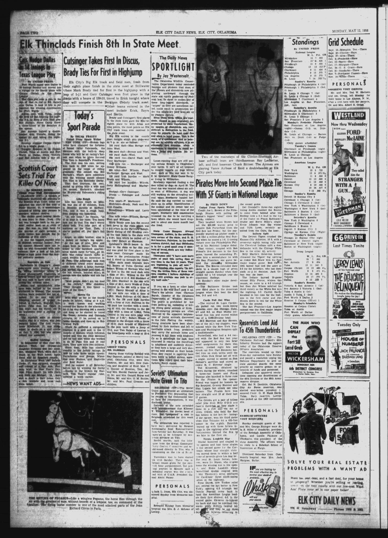 The Elk City Daily News (Elk City, Okla.), Vol. 28, No. 196, Ed. 1 Monday, May 12, 1958
                                                
                                                    [Sequence #]: 2 of 6
                                                