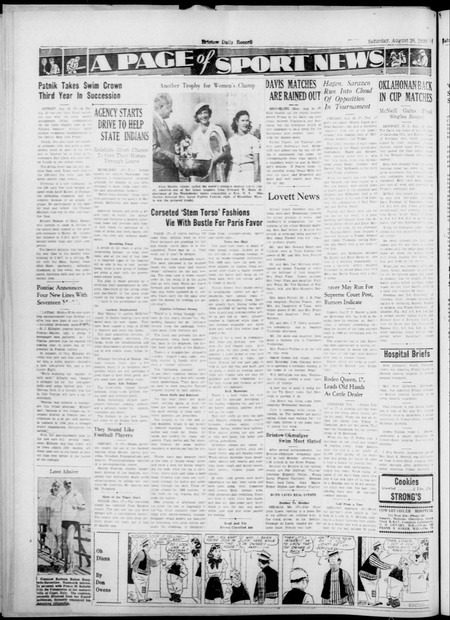 Bristow Daily Record (Bristow, Okla.), Vol. 18, No. 106, Ed. 1 Saturday, August 26, 1939
                                                
                                                    [Sequence #]: 2 of 6
                                                