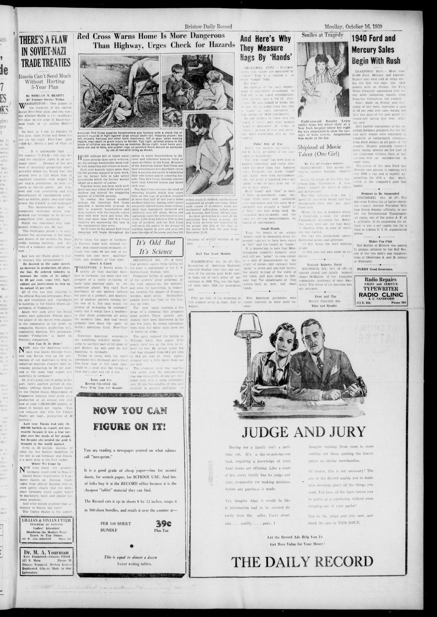 Bristow Daily Record (Bristow, Okla.), Vol. 18, No. 148, Ed. 1 Monday, October 16, 1939
                                                
                                                    [Sequence #]: 3 of 6
                                                
