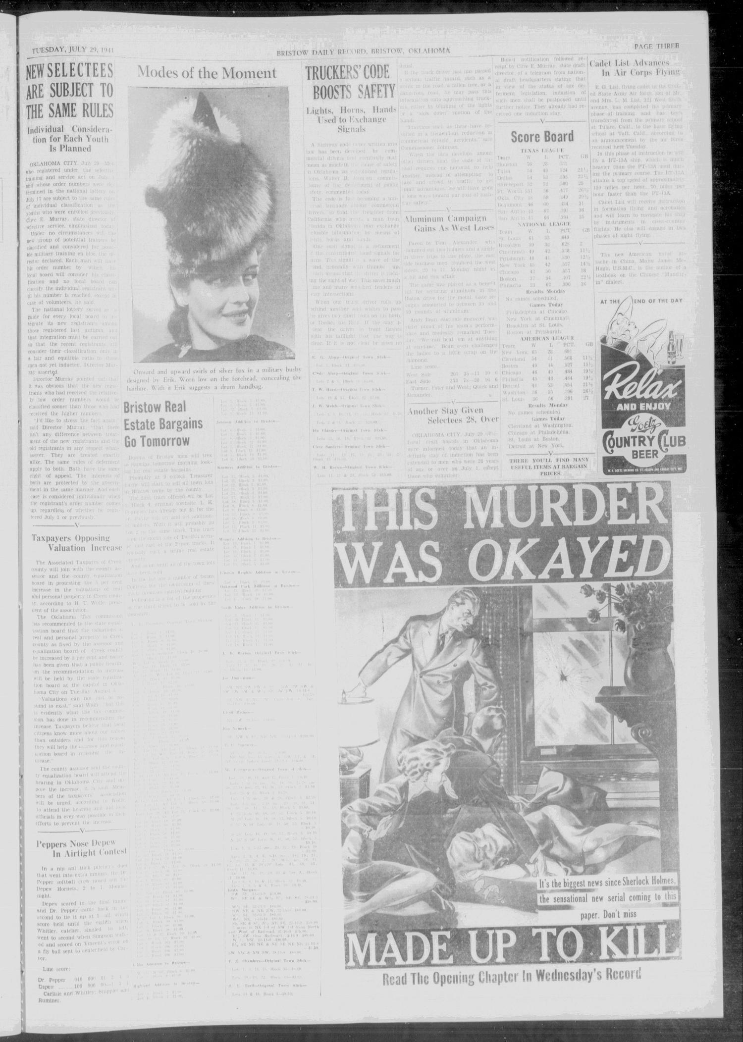 Bristow Daily Record (Bristow, Okla.), Vol. 20, No. 66, Ed. 1 Tuesday, July 29, 1941
                                                
                                                    [Sequence #]: 3 of 6
                                                