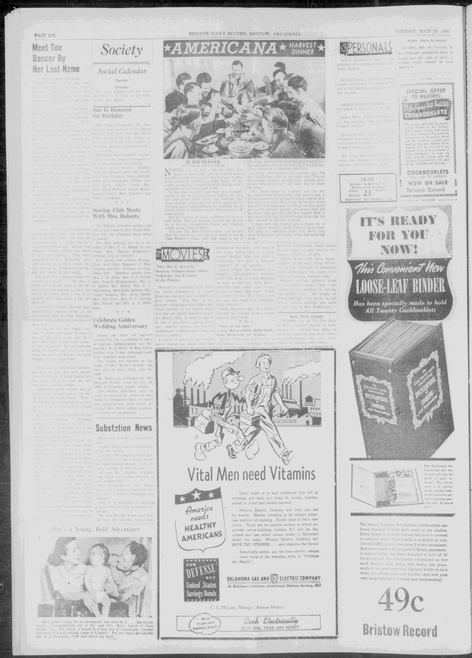 Bristow Daily Record (Bristow, Okla.), Vol. 20, No. 66, Ed. 1 Tuesday, July 29, 1941
                                                
                                                    [Sequence #]: 6 of 6
                                                