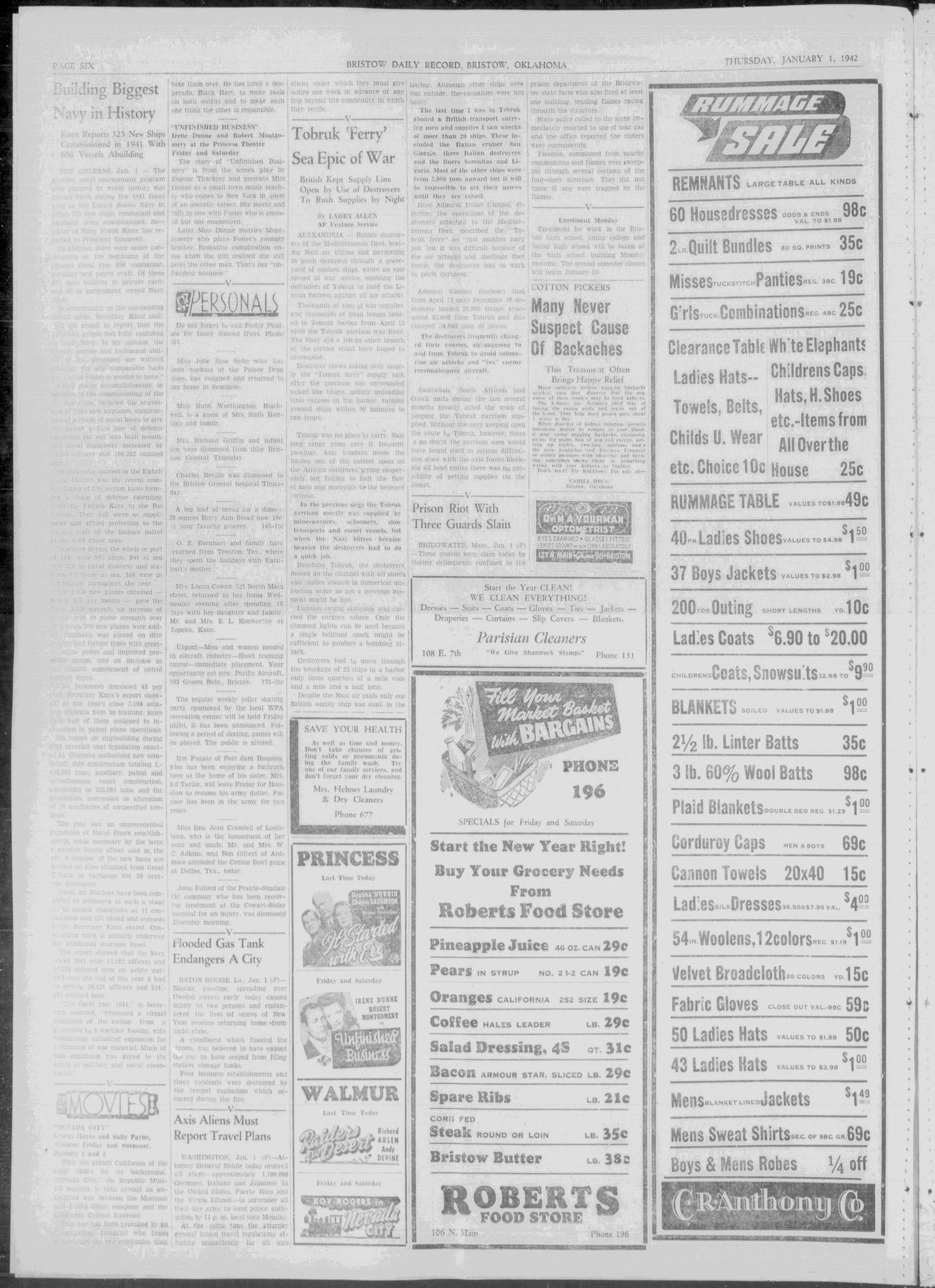 Bristow Daily Record (Bristow, Okla.), Vol. 20, No. 177, Ed. 1 Thursday, January 1, 1942
                                                
                                                    [Sequence #]: 6 of 6
                                                