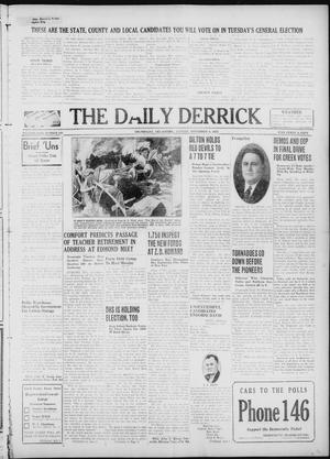Primary view of object titled 'The Daily Derrick (Drumright, Okla.), Vol. 23, No. 100, Ed. 1 Sunday, November 6, 1938'.