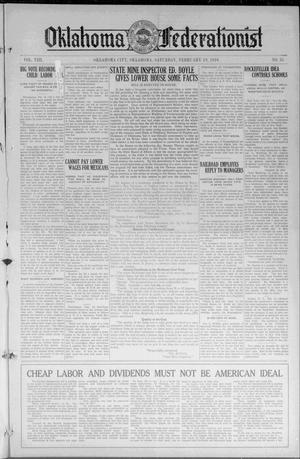 Oklahoma Federationist (Oklahoma City, Okla.), Vol. 8, No. 35, Ed. 1 Saturday, February 19, 1916