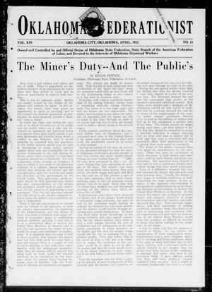 Oklahoma Federationist (Oklahoma City, Okla.), Vol. 14, No. 18, Ed. 1 Saturday, April 1, 1922