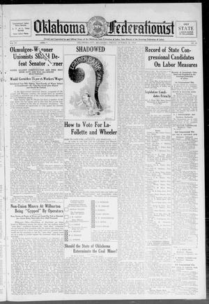Oklahoma Federationist (Oklahoma City, Okla.), Vol. 15, No. 41, Ed. 1 Friday, October 24, 1924