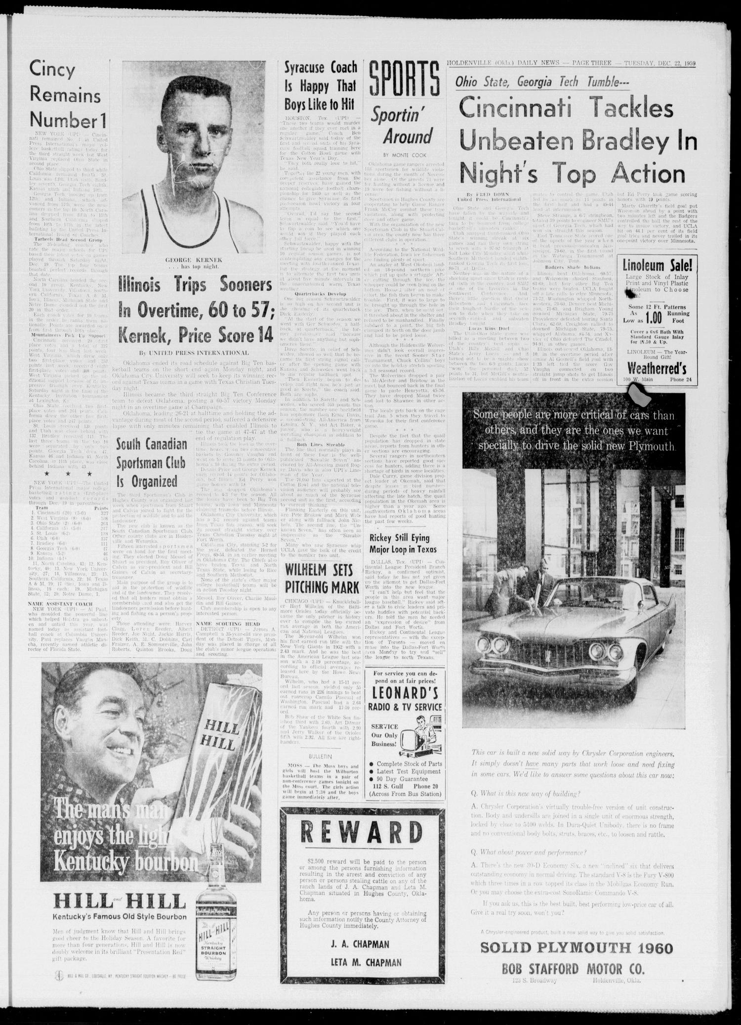 Holdenville Daily News (Holdenville, Okla.), Vol. 33, No. 32, Ed. 1 Tuesday, December 22, 1959
                                                
                                                    [Sequence #]: 3 of 6
                                                