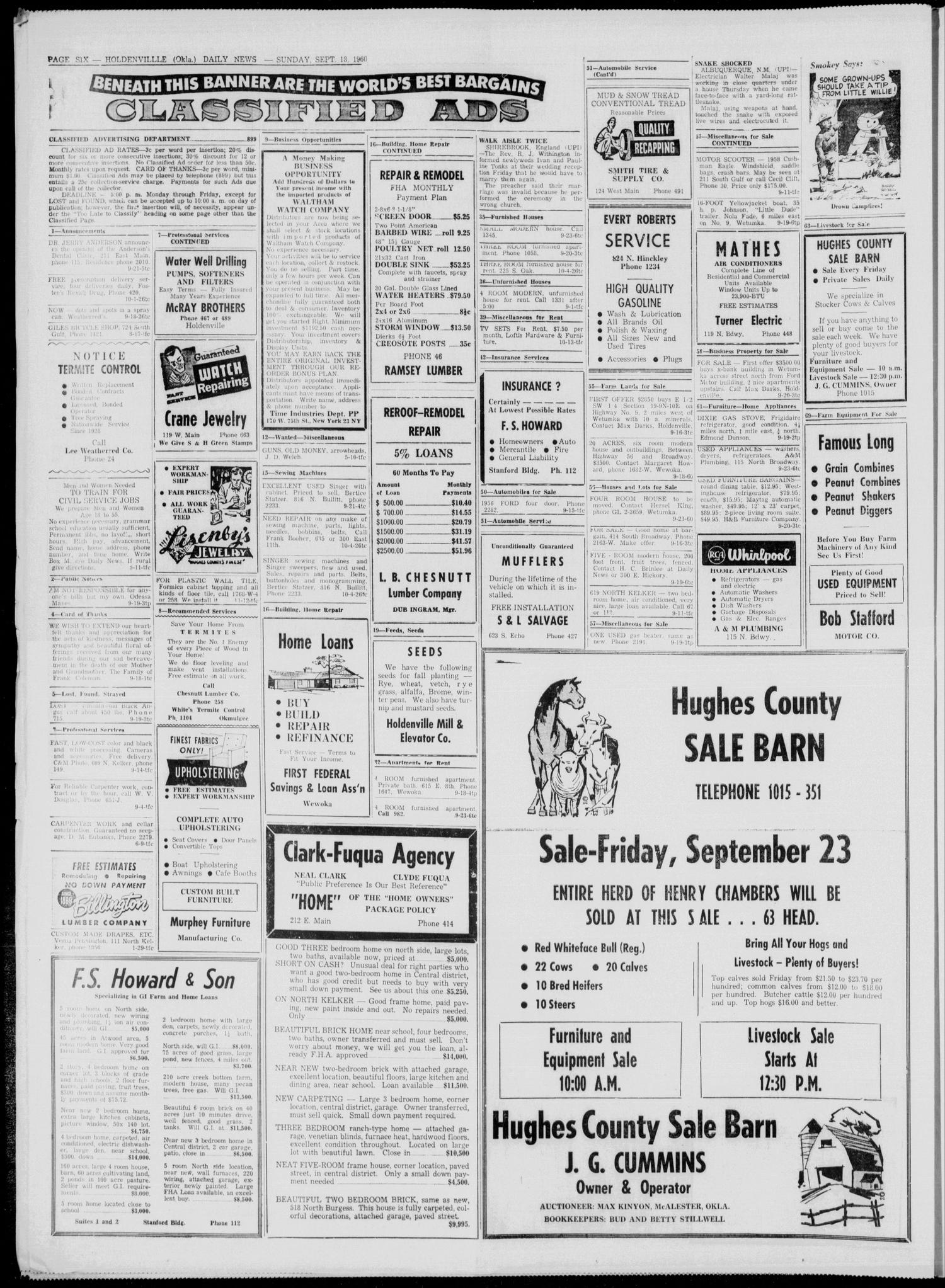 Holdenville Daily News (Holdenville, Okla.), Vol. 33, No. 259, Ed. 1 Sunday, September 18, 1960
                                                
                                                    [Sequence #]: 6 of 8
                                                