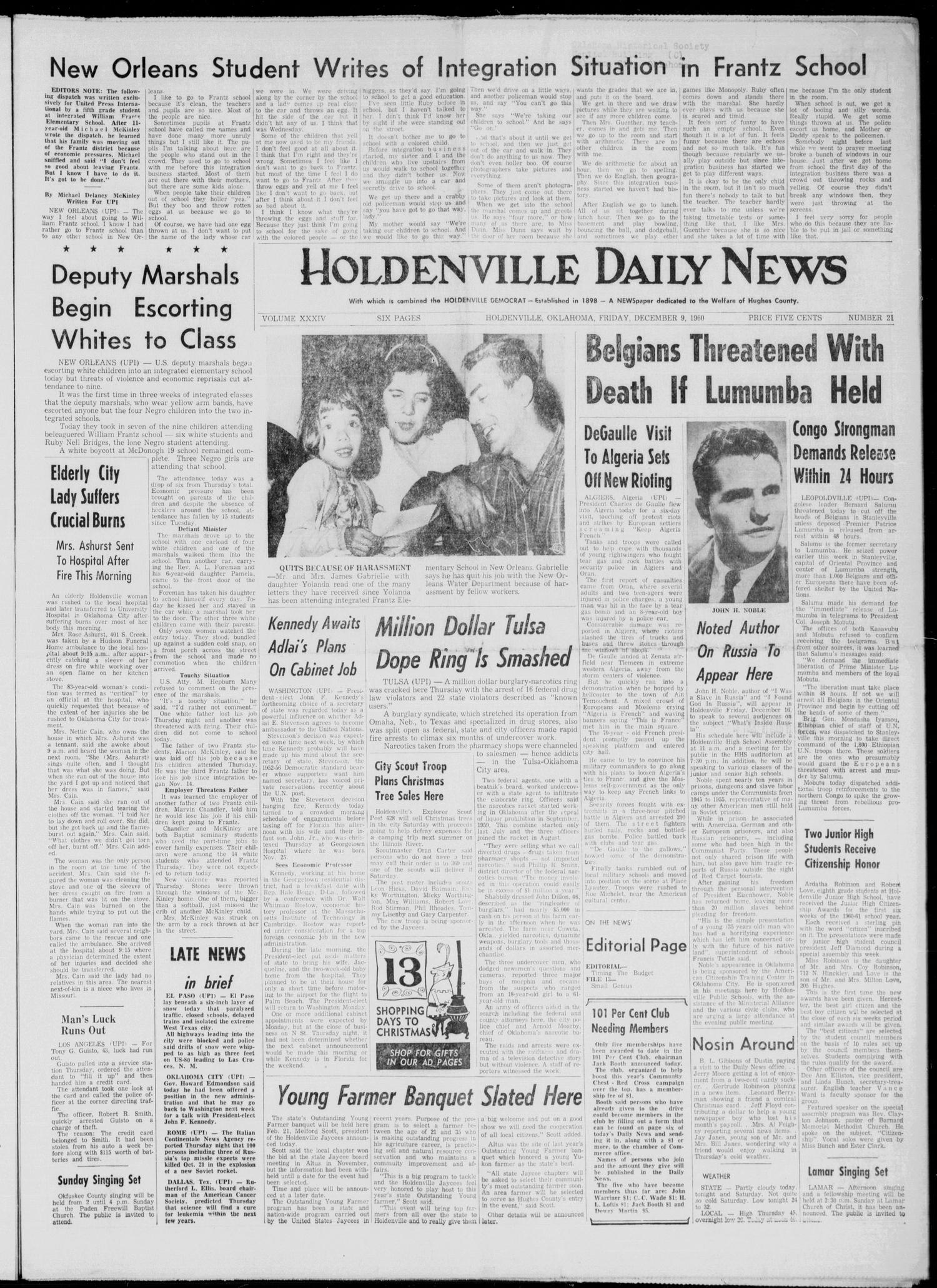 Holdenville Daily News (Holdenville, Okla.), Vol. 34, No. 21, Ed. 1 Friday, December 9, 1960
                                                
                                                    [Sequence #]: 1 of 6
                                                
