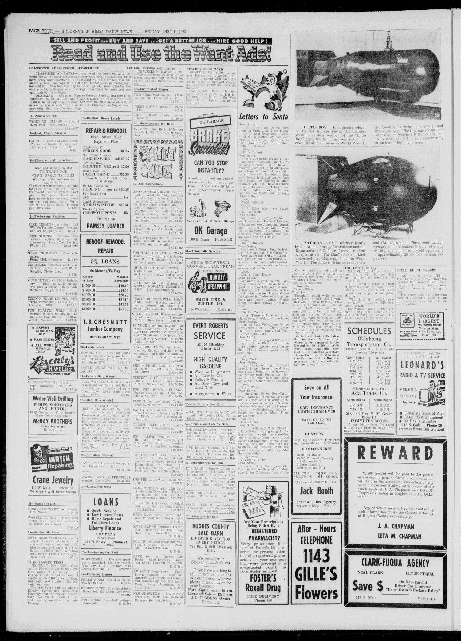 Holdenville Daily News (Holdenville, Okla.), Vol. 34, No. 21, Ed. 1 Friday, December 9, 1960
                                                
                                                    [Sequence #]: 4 of 6
                                                