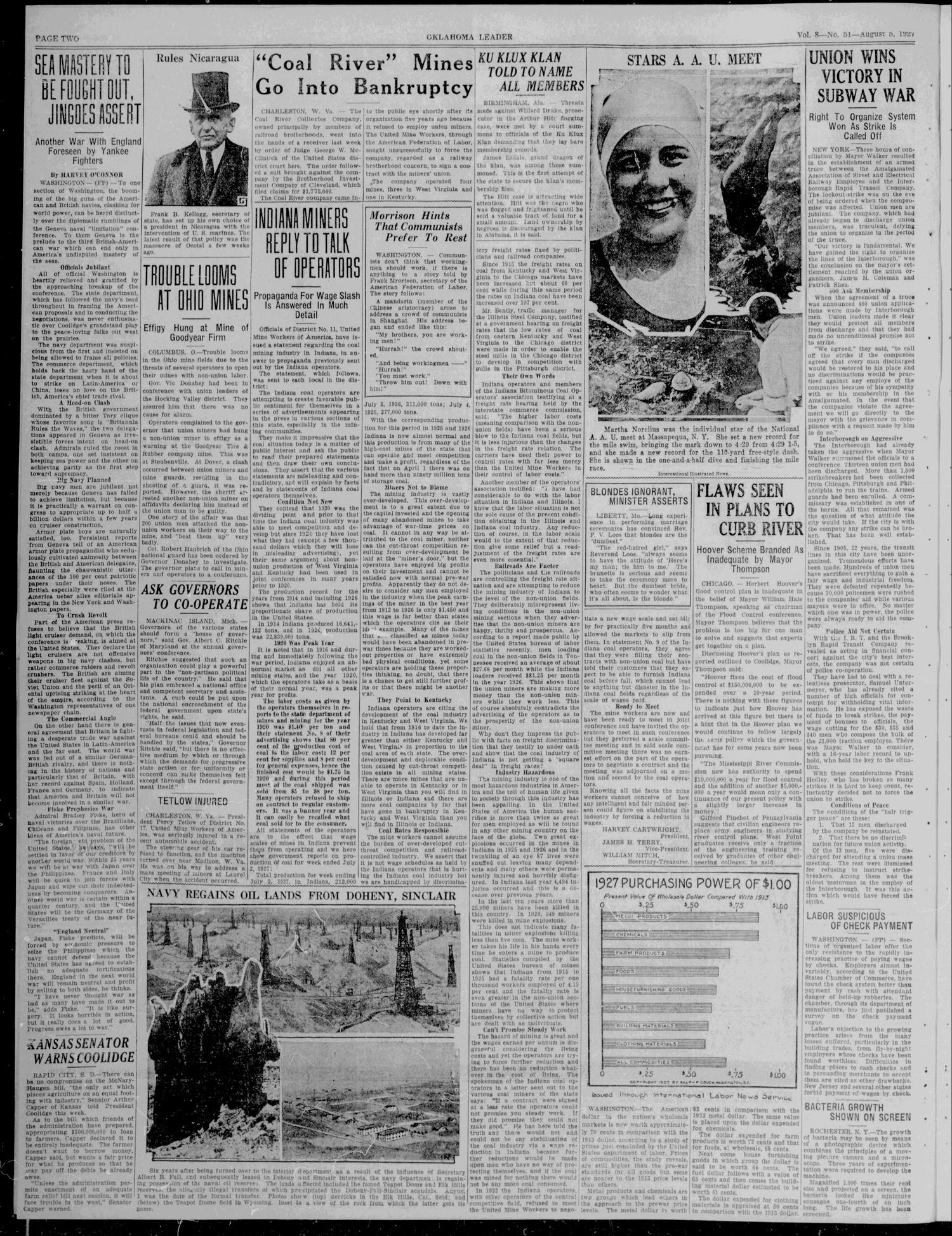 Oklahoma Leader (Oklahoma City, Okla.), Vol. 8, No. 51, Ed. 1 Friday, August 5, 1927
                                                
                                                    [Sequence #]: 4 of 8
                                                