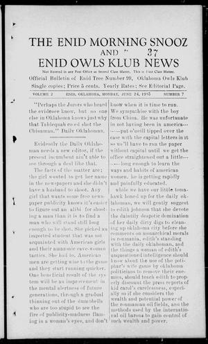 The Enid Morning Snooz and Enid Owls Klub News (Enid, Okla.), Vol. 2, No. 7, Ed. 1 Monday, June 24, 1935