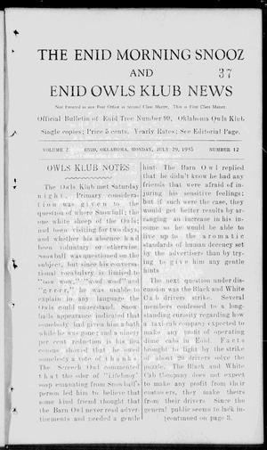 The Enid Morning Snooz and Enid Owls Klub News (Enid, Okla.), Vol. 2, No. 12, Ed. 1 Monday, July 29, 1935